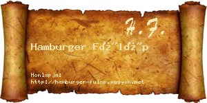Hamburger Fülöp névjegykártya